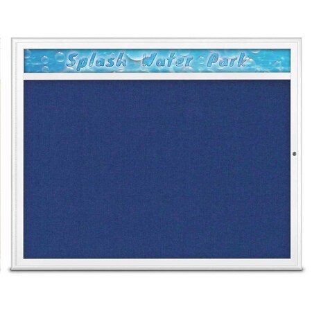 United Visual Products Single Door Radius Corkboard With Header UV801448-WHITE-COBACC