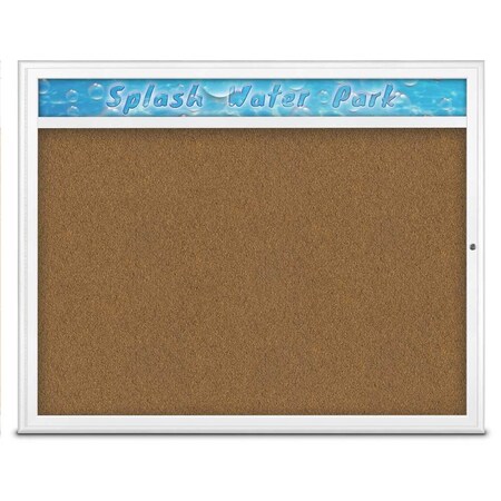 United Visual Products Single Door Radius Corkboard, Header, 60 UV801448-WHITE-FORBO