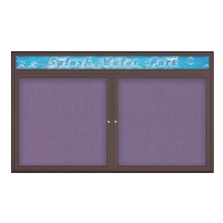 United Visual Products Double Door Radius Corkboard With Header, UV8014-BRONZE-AMETHY UV8014-BRONZE-AMETHY