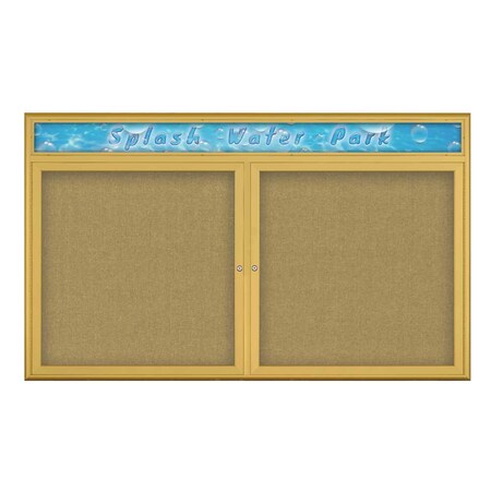 United Visual Products Double Door Radius Corkboard With Header, UV8014-GOLD-KEYLIME UV8014-GOLD-KEYLIME