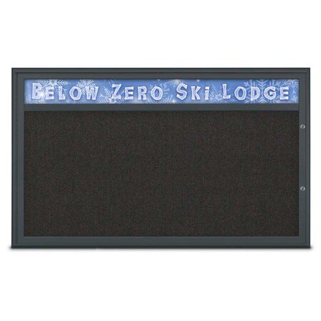 United Visual Products Single Door Radius Plus Corkboard With H, UV8014PLUS1-BLACK-BLACK UV8014PLUS1-BLACK-BLACK