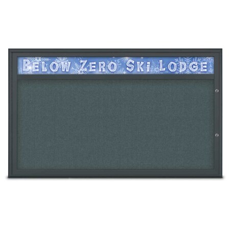 United Visual Products Single Door Radius Plus Corkboard, Header UV8014PLUS1-BLACK-BLSPRU