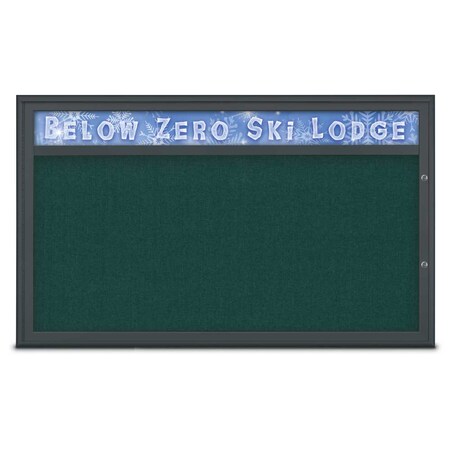 United Visual Products Single Door Radius Plus Corkboard, Header UV8014PLUS1-BLACK-DRKSPR
