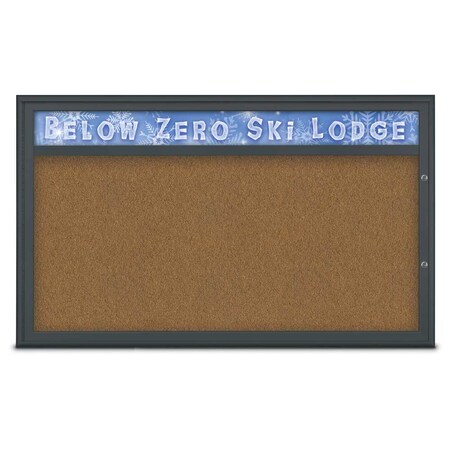United Visual Products Single Door Radius Plus Corkboard, Hdr, 60 UV8014PLUS1-BLACK-FORBO