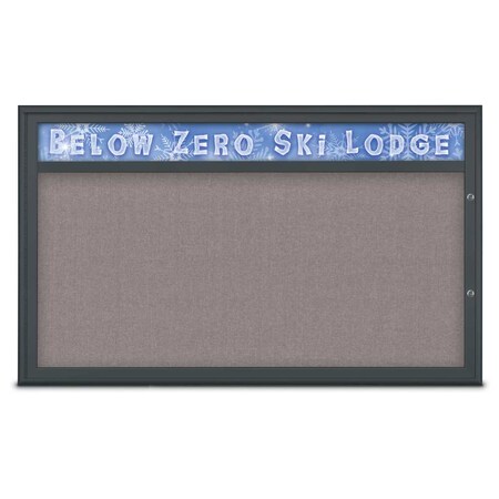 United Visual Products Single Door Radius Plus Corkboard With H, UV8014PLUS1-BLACK-SURF UV8014PLUS1-BLACK-SURF