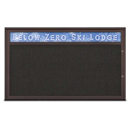 United Visual Products Single Door Radius Plus Corkboard With H UV8014PLUS1-BRONZE-BLACK