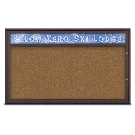 United Visual Products Single Door Radius Plus Corkboard, Hdr, 60 UV8014PLUS1-BRONZE-FORBO