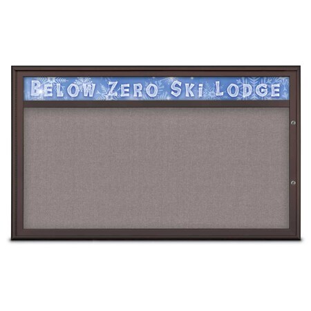 United Visual Products Single Door Radius Plus Corkboard With H UV8014PLUS1-BRONZE-SURF