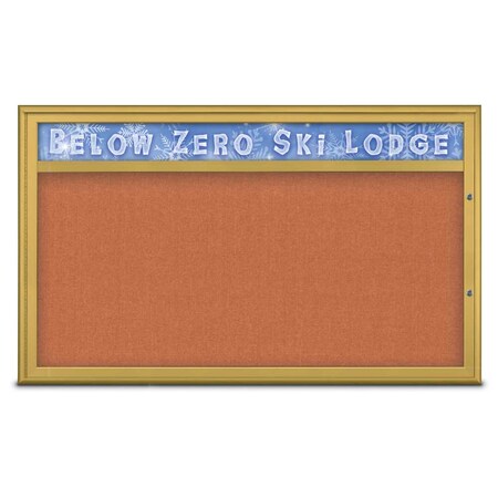 United Visual Products Single Door Radius Plus Corkboard With H, UV8014PLUS1-GOLD-APRICOT UV8014PLUS1-GOLD-APRICOT