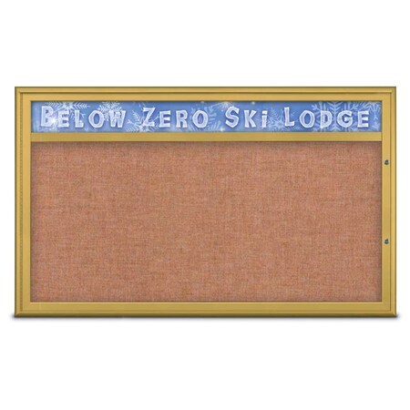 United Visual Products Single Door Radius Plus Corkboard With H, UV8014PLUS1-GOLD-CINNABA UV8014PLUS1-GOLD-CINNABA