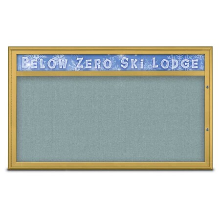 United Visual Products Single Door Radius Plus Corkboard With H UV8014PLUS1-GOLD-CLOUD