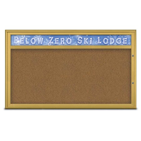 United Visual Products Single Door Radius Plus Corkboard, Hdr, 60 UV8014PLUS1-GOLD-FORBO