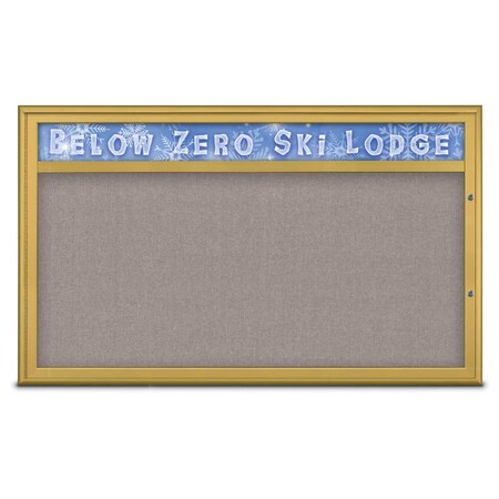 United Visual Products Single Door Radius Plus Corkboard With H, UV8014PLUS1-GOLD-PEARL UV8014PLUS1-GOLD-PEARL