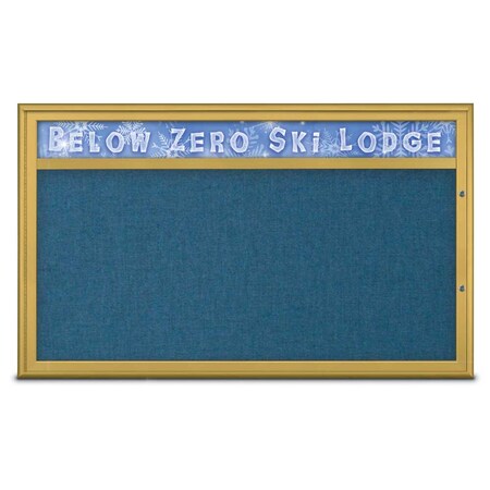 United Visual Products Single Door Radius Plus Corkboard, Header UV8014PLUS1-GOLD-ULTMAR