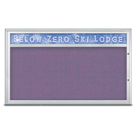 United Visual Products Single Door Radius Plus Corkboard With H UV8014PLUS1-SATIN-AMETHY
