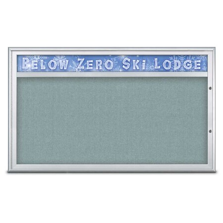 United Visual Products Single Door Radius Plus Corkboard With H UV8014PLUS1-SATIN-CLOUD