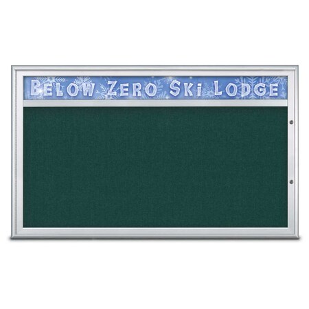 United Visual Products Single Door Radius Plus Corkboard, Header UV8014PLUS1-SATIN-DRKSPR