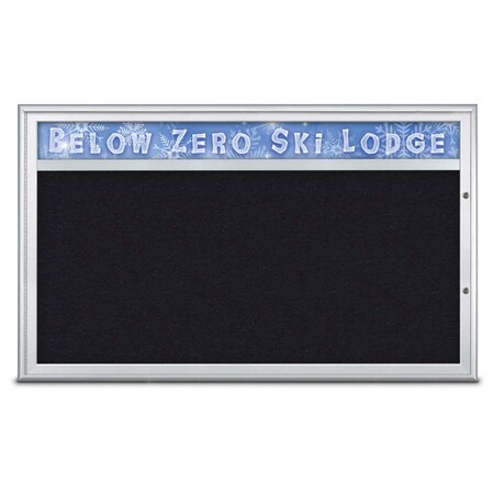 United Visual Products Single Door Radius Plus Corkboard, Header UV8014PLUS1-SATIN-RUBBER