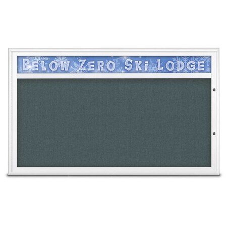 United Visual Products Single Door Radius Plus Corkboard, Header UV8014PLUS1-WHITE-BLSPRU