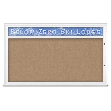 United Visual Products Single Door Radius Plus Corkboard With H UV8014PLUS1-WHITE-BUFF