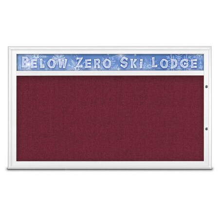 United Visual Products Single Door Radius Plus Corkboard With H UV8014PLUS1-WHITE-DBURGU
