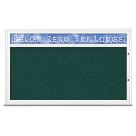 United Visual Products Single Door Radius Plus Corkboard, Header UV8014PLUS1-WHITE-DRKSPR