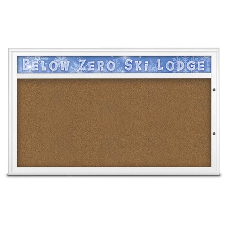 United Visual Products Single Door Radius Plus Corkboard, Hdr, 60 UV8014PLUS1-WHITE-FORBO