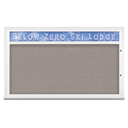 United Visual Products Single Door Radius Plus Corkboard With H UV8014PLUS1-WHITE-PEARL