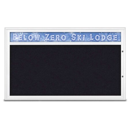 United Visual Products Single Door Radius Plus Corkboard, Header UV8014PLUS1-WHITE-RUBBER