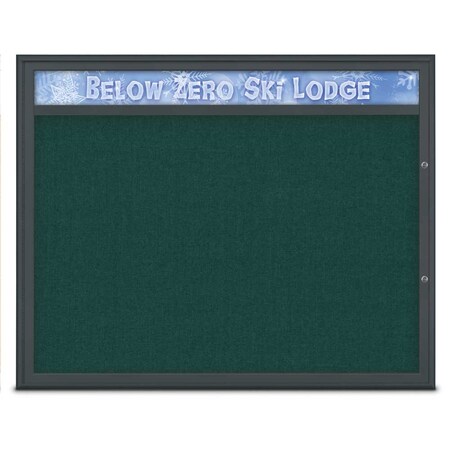 United Visual Products Single Door Radius Plus Corkboard, Header UV8014PLUS48-BLACK-DRKSPR