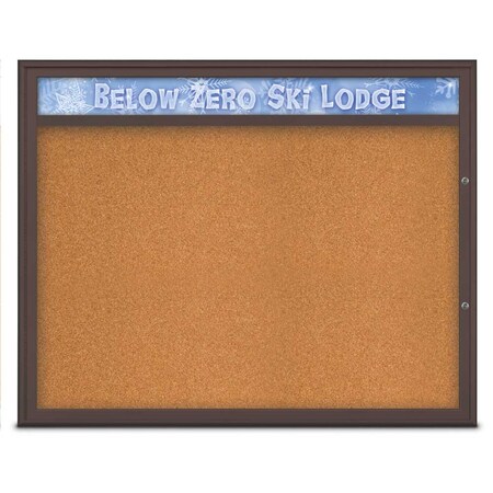 United Visual Products Single Door Radius Plus Corkboard, Header UV8014PLUS48-BRONZE-CORK