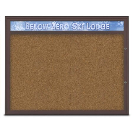 United Visual Products Single Door Radius Plus Corkboard, Hdr, 60 UV8014PLUS48-BRONZE-FORBO