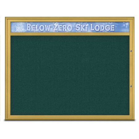 United Visual Products Single Door Radius Plus Corkboard, Header UV8014PLUS48-GOLD-DRKSPR