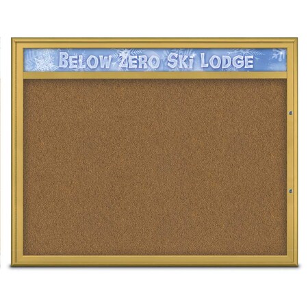 United Visual Products Single Door Radius Plus Corkboard, Hdr, 60 UV8014PLUS48-GOLD-FORBO