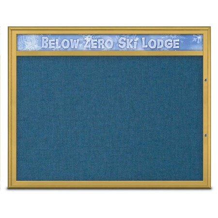 United Visual Products Single Door Radius Plus Corkboard, Header UV8014PLUS48-GOLD-ULTMAR