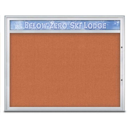 United Visual Products Single Door Radius Plus Corkboard With H UV8014PLUS48-SATIN-APRICOT