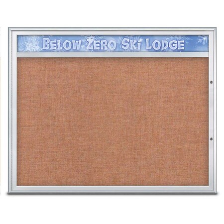 United Visual Products Single Door Radius Plus Corkboard With H UV8014PLUS48-SATIN-CINNABA