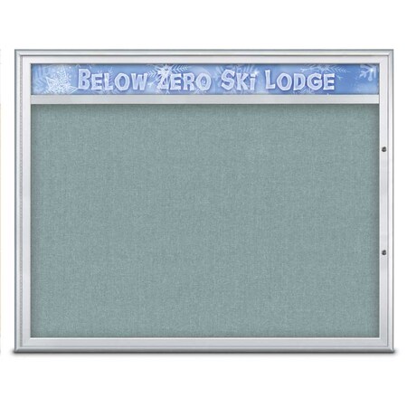 United Visual Products Single Door Radius Plus Corkboard With H UV8014PLUS48-SATIN-CLOUD