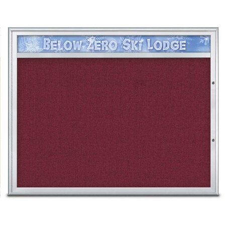 United Visual Products Single Door Radius Plus Corkboard With H UV8014PLUS48-SATIN-DBURGU