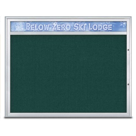 United Visual Products Single Door Radius Plus Corkboard, Header UV8014PLUS48-SATIN-DRKSPR