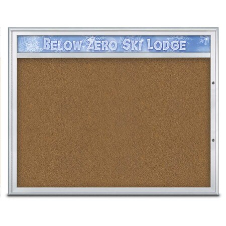 United Visual Products Single Door Radius Plus Corkboard, Hdr, 60 UV8014PLUS48-SATIN-FORBO