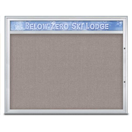 United Visual Products Single Door Radius Plus Corkboard With H UV8014PLUS48-SATIN-PEARL