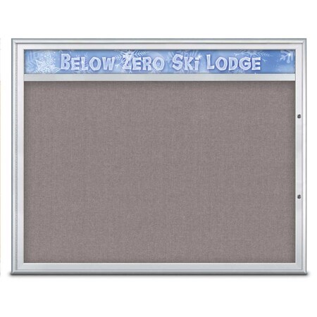 United Visual Products Single Door Radius Plus Corkboard With H UV8014PLUS48-SATIN-SURF