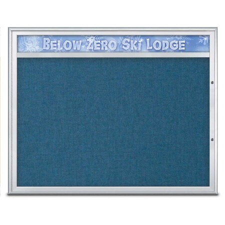United Visual Products Single Door Radius Plus Corkboard, Header UV8014PLUS48-SATIN-ULTMAR