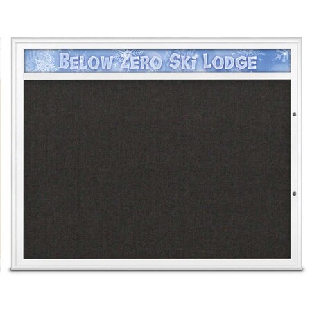 United Visual Products Single Door Radius Plus Corkboard With H UV8014PLUS48-WHITE-BLACK