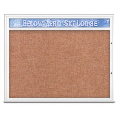 United Visual Products Single Door Radius Plus Corkboard With H UV8014PLUS48-WHITE-CINNABA