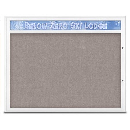 United Visual Products Single Door Radius Plus Corkboard With H UV8014PLUS48-WHITE-PEARL