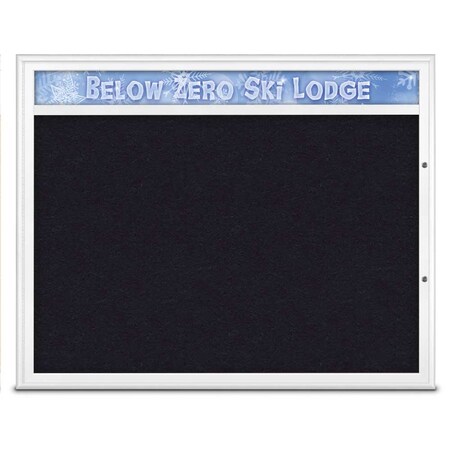 United Visual Products Single Door Radius Plus Corkboard, Header UV8014PLUS48-WHITE-RUBBER