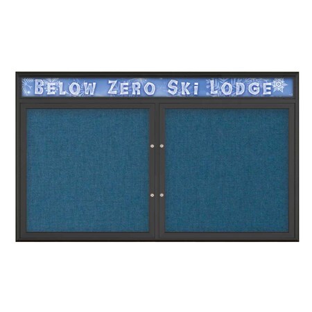 United Visual Products Double Door Radius Plus Corkboard, Header UV8014PLUS-BLACK-ULTMAR