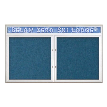 United Visual Products Double Door Radius Plus Corkboard, Header UV8014PLUS-SATIN-ULTMAR